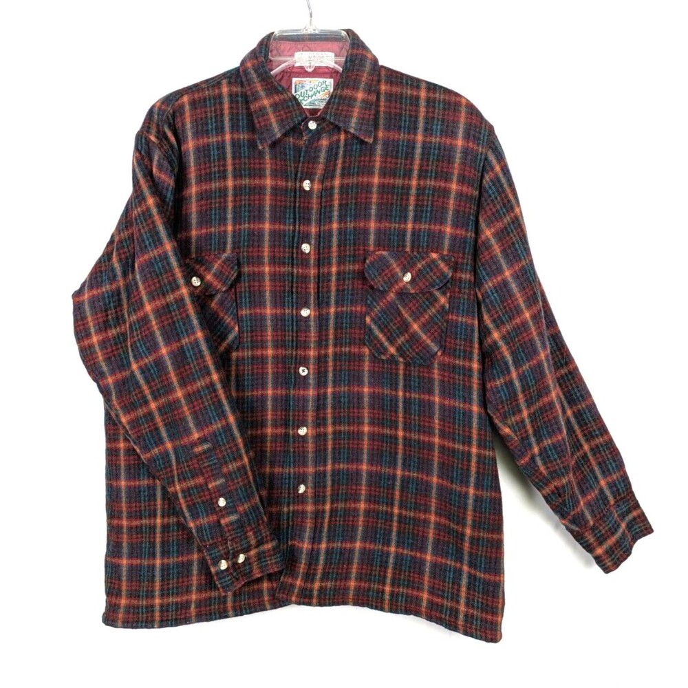 Vintage Outdoor Exchange Quilted Flannel Shirt Jacket Red Plaid Size L Shacket